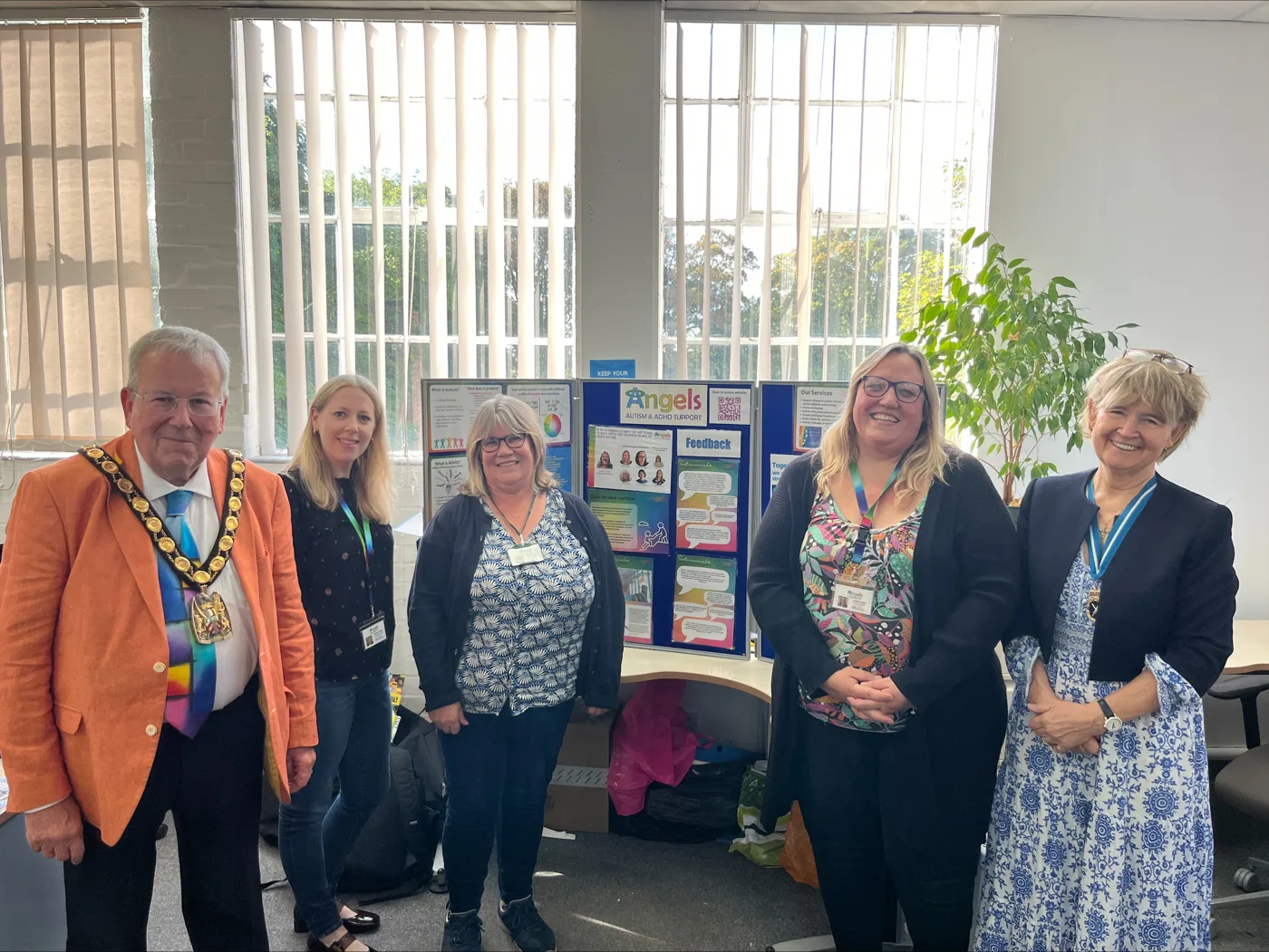 The High Sheriff of Hertfordshire and the Chair of North Herts Council with Angels Support Group in Letchworth