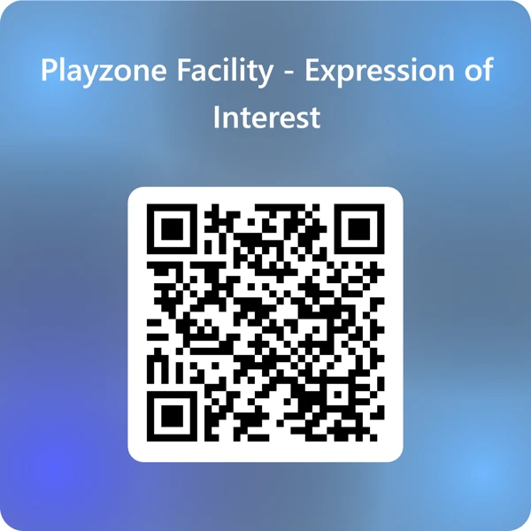 QR code labelled Playzone Facility, Expression of Interest, which opens Stevenage Borough Council's PlayZone booking interest form